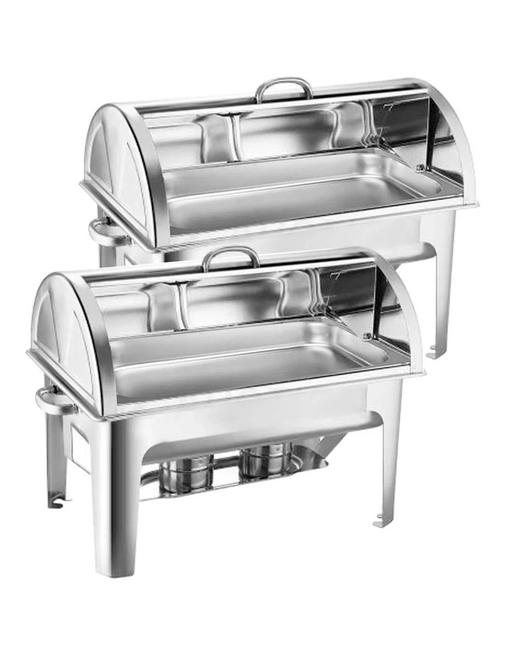 SOGA 2 Pack Chafing Dish 9L Full Size Roll Top Stainless Steel Food Warmer image 1