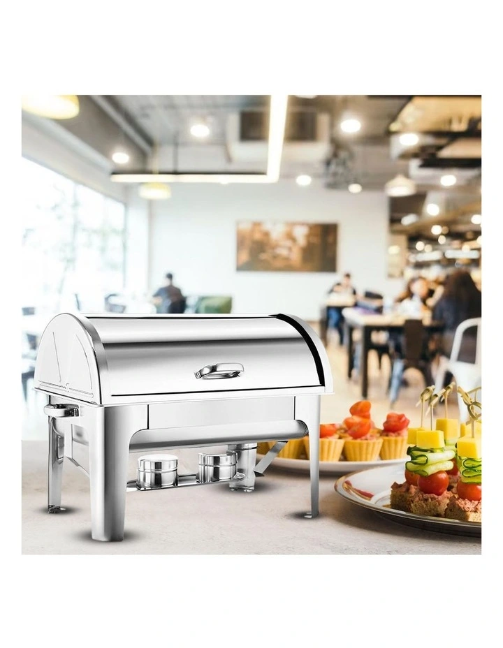 SOGA 2 Pack Chafing Dish 9L Full Size Roll Top Stainless Steel Food Warmer image 2