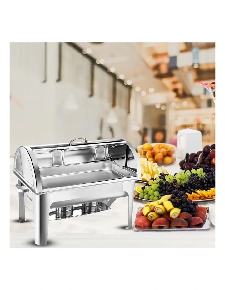 SOGA 2 Pack Chafing Dish 9L Full Size Roll Top Stainless Steel Food Warmer image 6