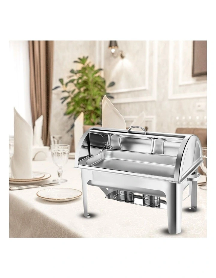 SOGA 2 Pack Chafing Dish 9L Full Size Roll Top Stainless Steel Food Warmer image 7
