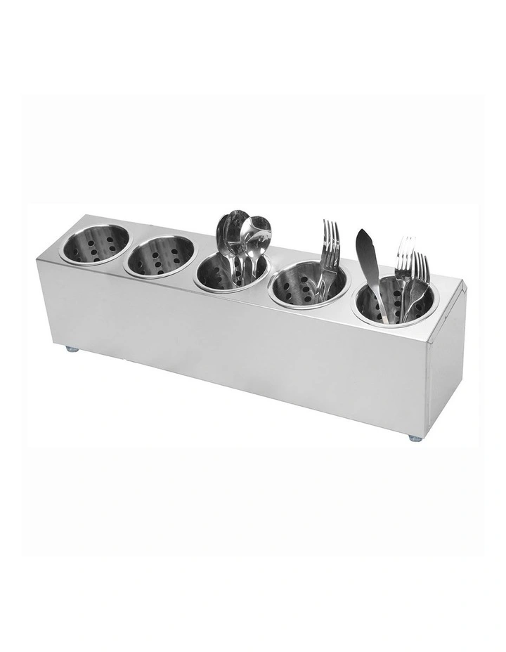 SOGA Stainless Steel Commercial Cutlery Holder with 5 Holes image 1