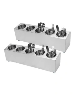 SOGA 2 Pack Stainless Steel Commercial Cutlery Holders with 5 Holes