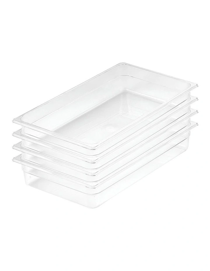 SOGA 100mm Clear Gastronorm GN Pan 1/1 Food Tray Storage Bundle of 4 image 1