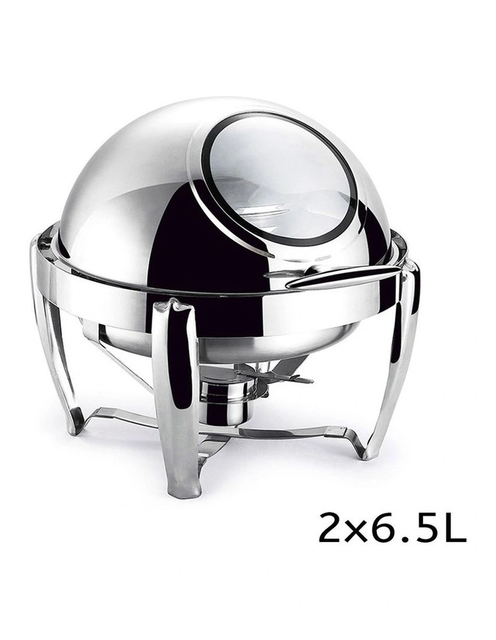SOGA Round Soup Tureen Chafing Dish 6.5L Visual Lid Food Warmer image 2