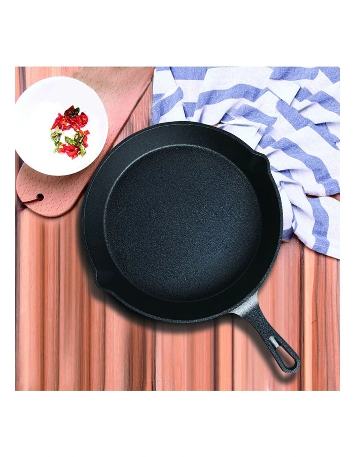 SOGA 2X 26cm Cast Iron Frying Pan Skillet with Handle image 2