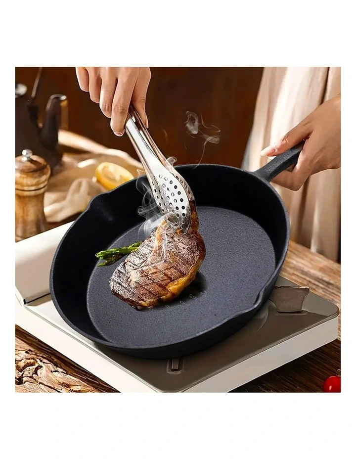 SOGA 2X 26cm Cast Iron Frying Pan Skillet with Handle image 3