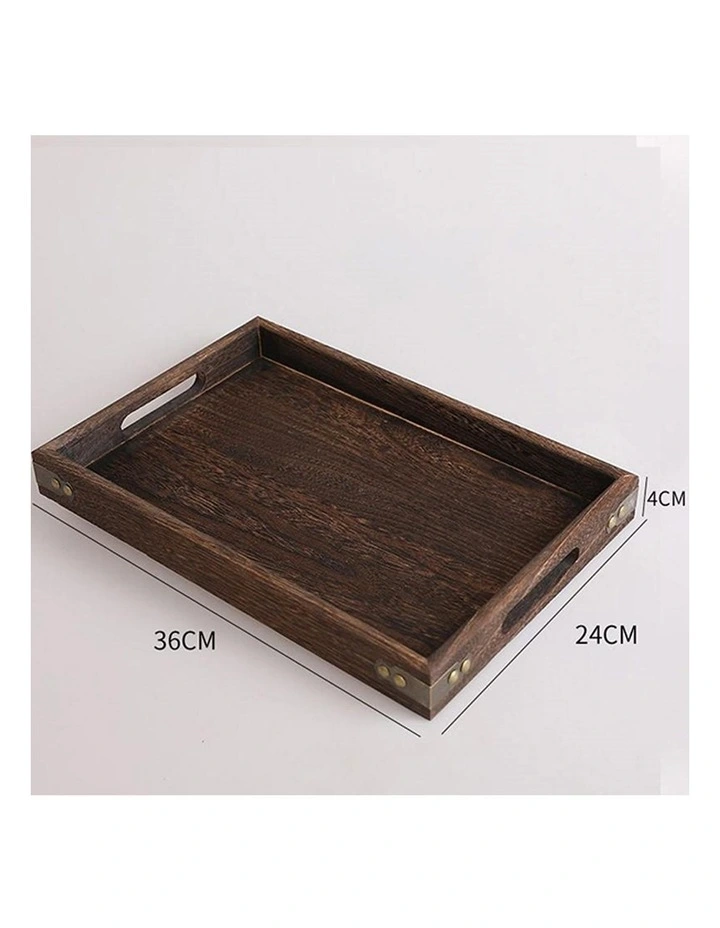 SOGA 2X Medium Walnut Rectangular Wooden Serving Tray image 2