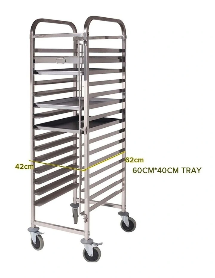 SOGA 2 Pack Gastronorm Trolley 16 Tier Stainless Steel Bakery Trolley 60x40cm Tray image 3
