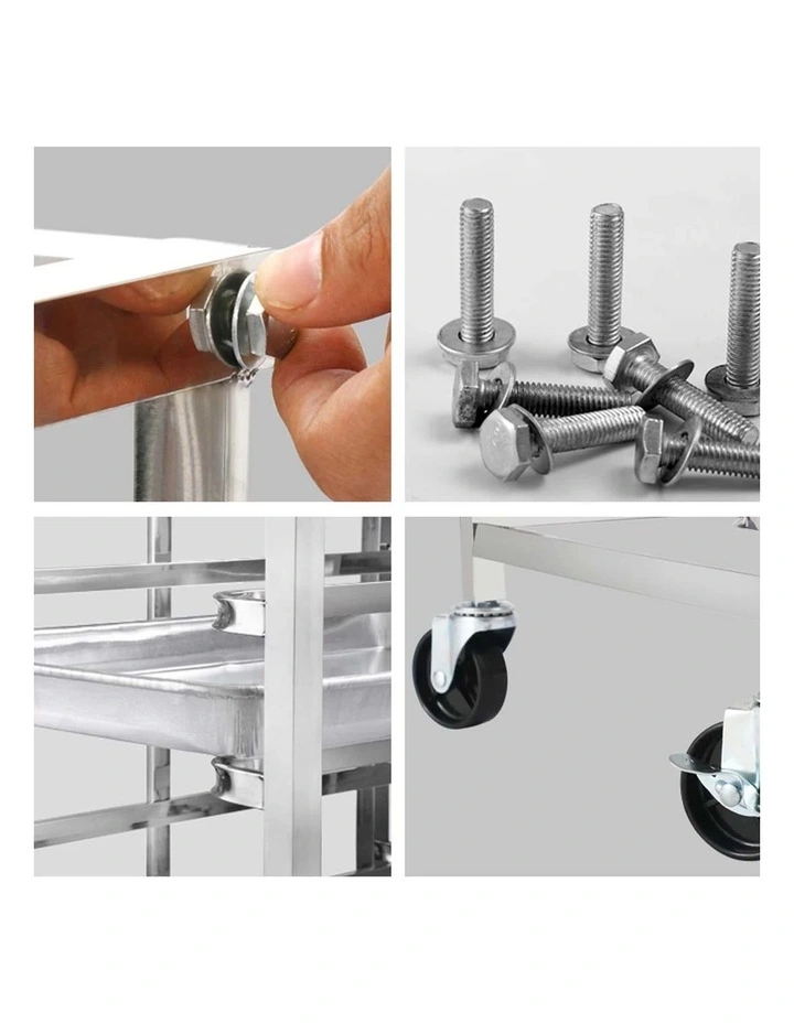 SOGA 2 Pack Gastronorm Trolley 16 Tier Stainless Steel Bakery Trolley 60x40cm Tray image 4