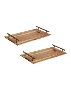 SOGA 2X 36cm Acacia Wood Serving Tray Charcuterie Board