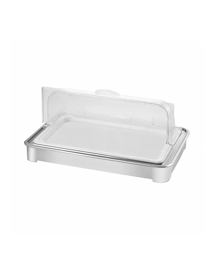 SOGA Ceramic Chafing Dish 7cm Deep White Tray with Clear PC Lid image 1