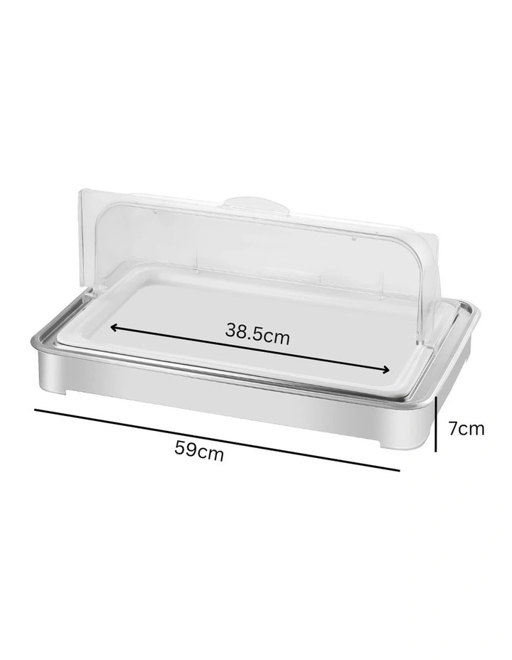SOGA Ceramic Chafing Dish 7cm Deep White Tray with Clear PC Lid image 2