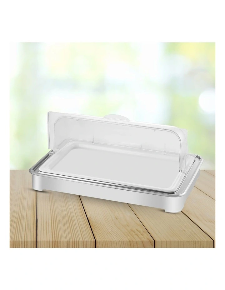 SOGA Ceramic Chafing Dish 7cm Deep White Tray with Clear PC Lid image 6