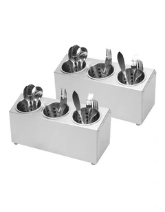 SOGA 2 Pack Stainless Steel Commercial Cutlery Holders with 3 Holes