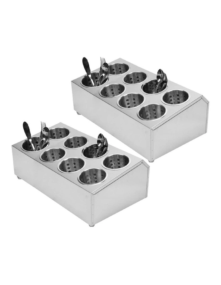 SOGA 2 Pack Stainless Steel Commercial Cutlery Holders with 8 Holes image 1