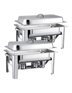 SOGA 2 Pack Chafing Dish Single Pan 9L Stainless Steel Food Warmer