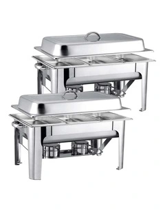 SOGA 2 Pack Chafing Dish 3 Pan 9L Stainless Steel Food Warmer