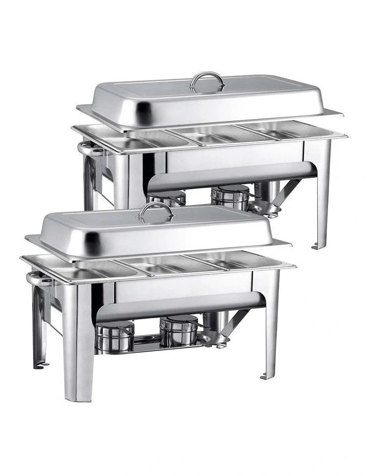 SOGA 2 Pack Chafing Dish 3 Pan 9L Stainless Steel Food Warmer image 1