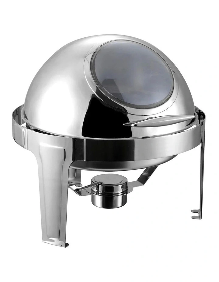 SOGA Chafing Dish 6L Round Glass Lid Stainless Steel Food Warmer image 1
