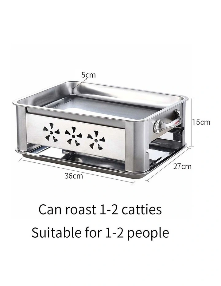 SOGA 2 Pack Portable BBQ Fish Grill Plate 36cm Stainless Steel Chafing Dish image 5