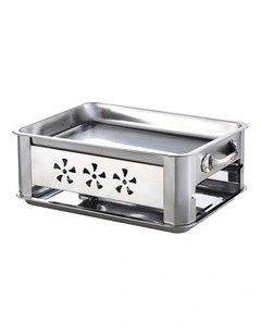 SOGA Portable BBQ Fish Grill Plate 36cm Stainless Steel Chafing Dish