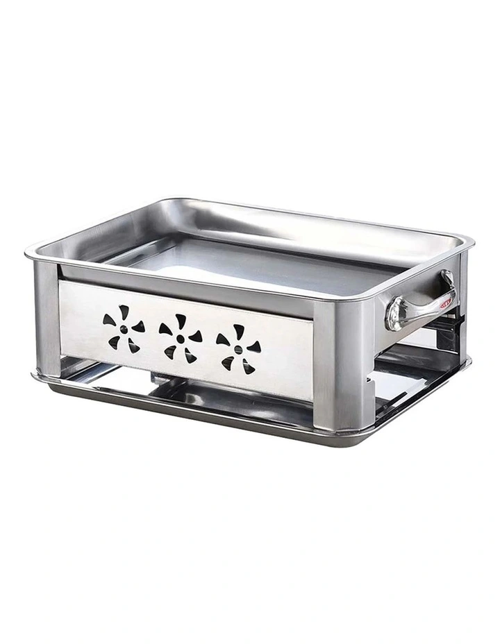 SOGA Portable BBQ Fish Grill Plate 36cm Stainless Steel Chafing Dish image 1
