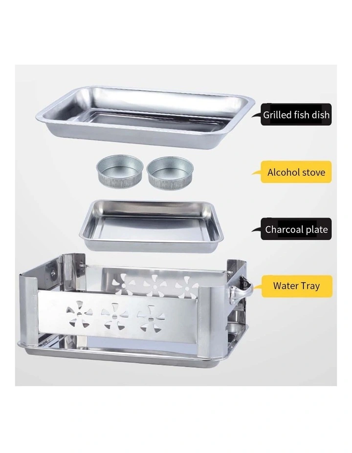 SOGA Portable BBQ Fish Grill Plate 36cm Stainless Steel Chafing Dish image 7