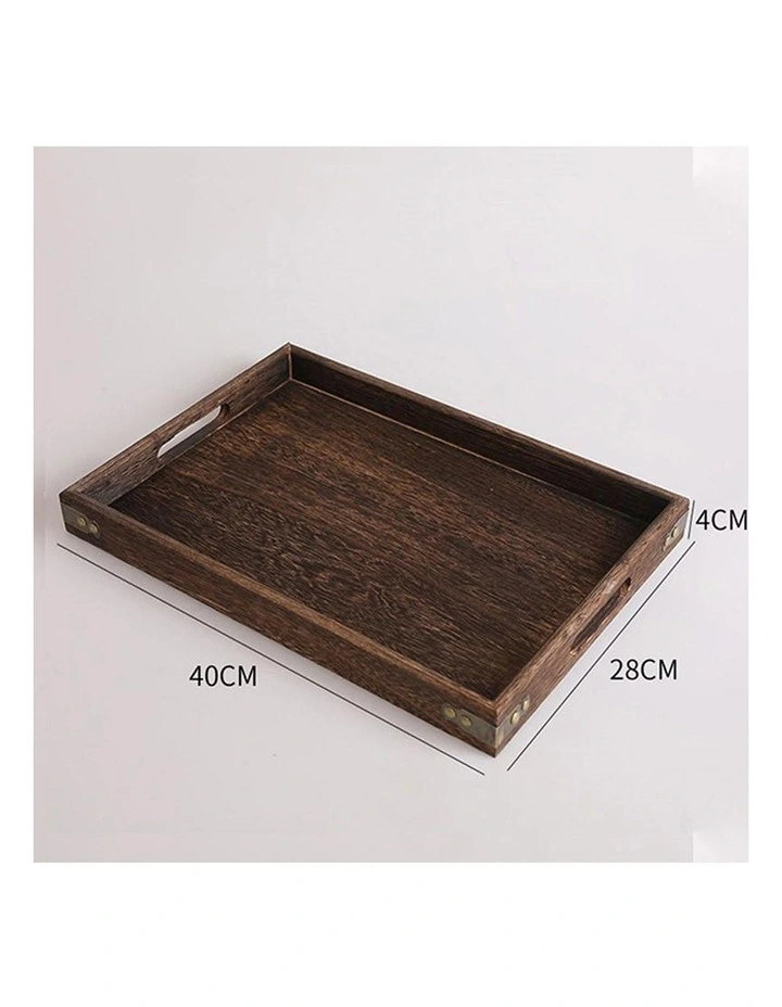 SOGA 2X Large Walnut Rectangular Wooden Serving Tray image 2