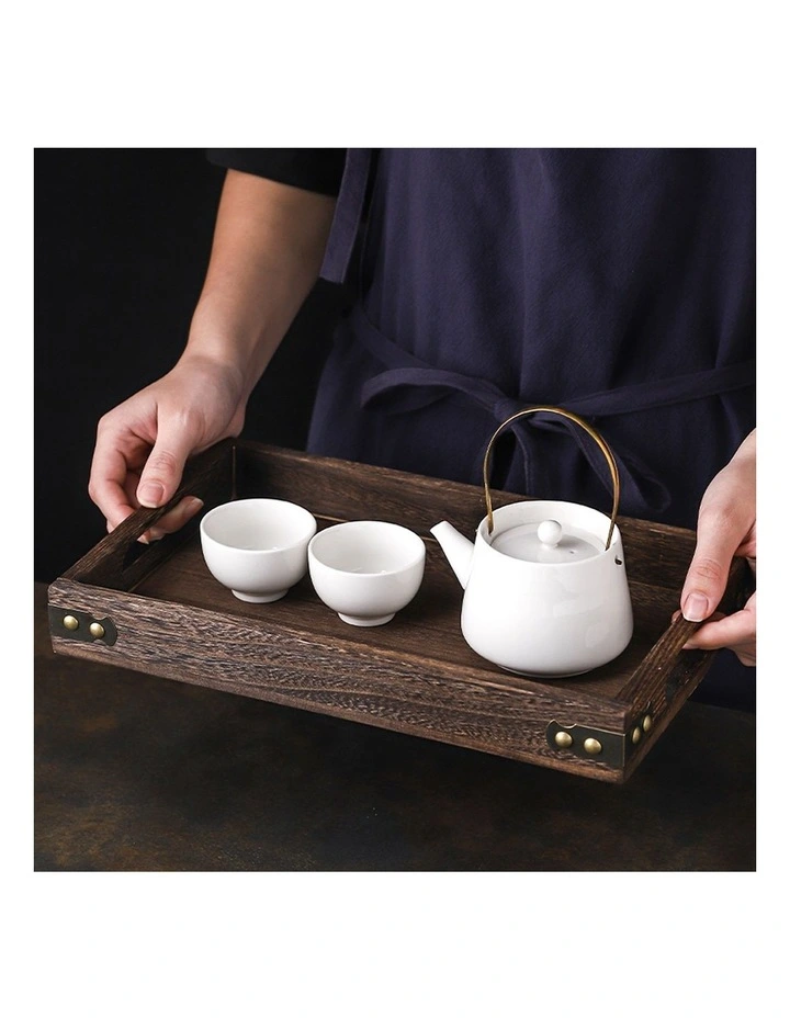 SOGA 2X Large Walnut Rectangular Wooden Serving Tray image 4