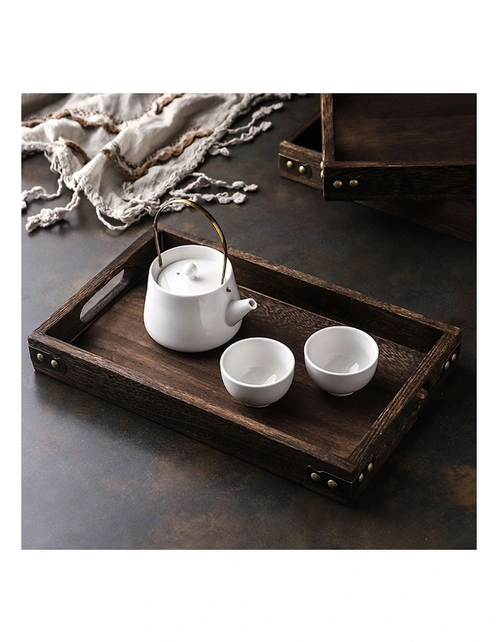SOGA 2X Large Walnut Rectangular Wooden Serving Tray image 5