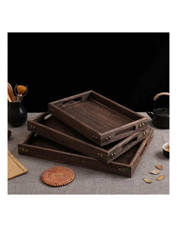 SOGA 2X Large Walnut Rectangular Wooden Serving Tray image 6