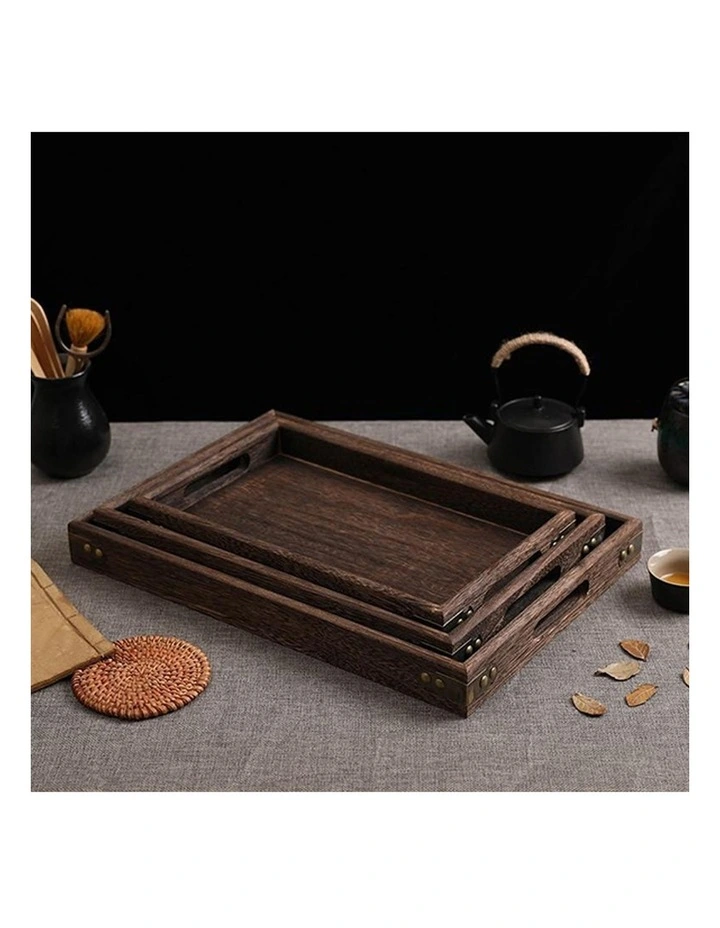 SOGA 2X Large Walnut Rectangular Wooden Serving Tray image 7