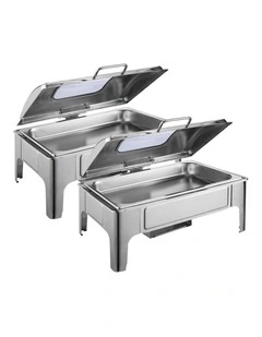SOGA 2 Pack Chafing Dish 9L Stainless Steel Roll Top Soup Warmer