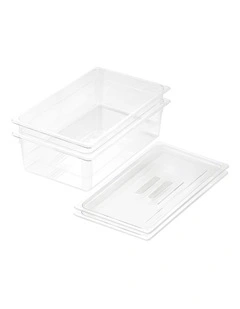 SOGA 150mm Clear Gastronorm GN Pan 1/1 Food Tray Storage Bundle of 2 with Lid