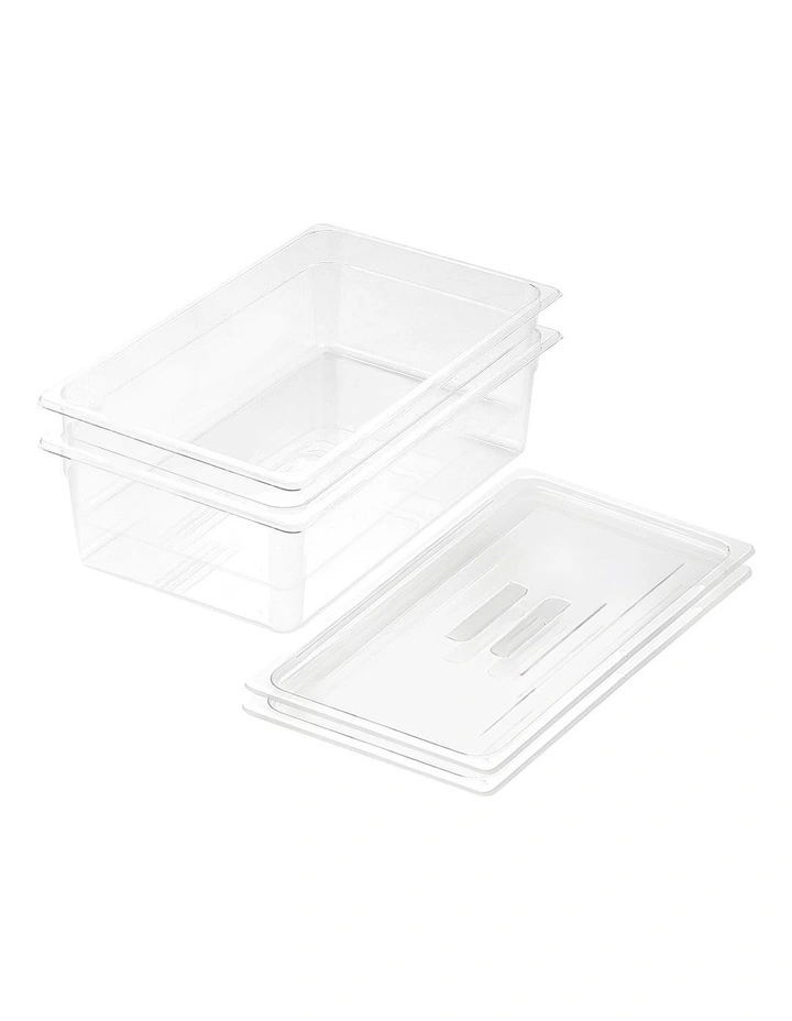SOGA 150mm Clear Gastronorm GN Pan 1/1 Food Tray Storage Bundle of 2 with Lid image 1