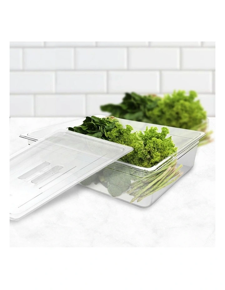 SOGA 150mm Clear Gastronorm GN Pan 1/1 Food Tray Storage Bundle of 6 with Lid image 3