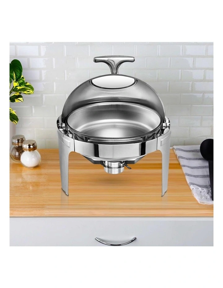 SOGA 2 Pack Chafing Dish 6L Round Glass Lid Stainless Steel Food Warmer image 2