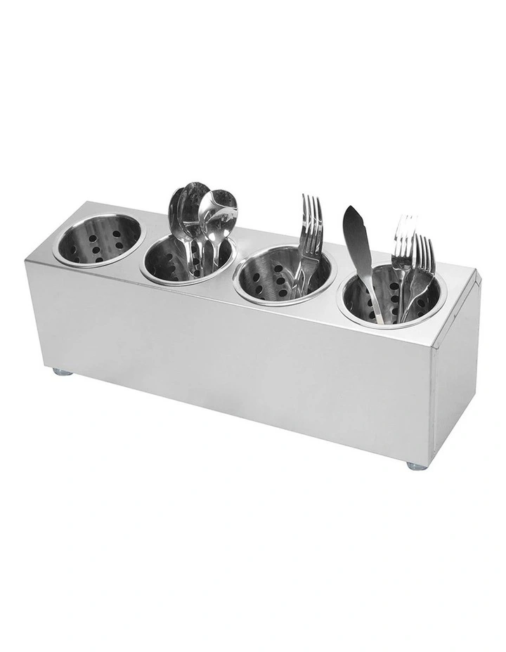 SOGA Stainless Steel Commercial Cutlery Holder with 4 Holes image 1