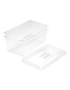 SOGA 200mm Clear Gastronorm GN Pan 1/1 Food Tray Storage Bundle of 2 with Lid