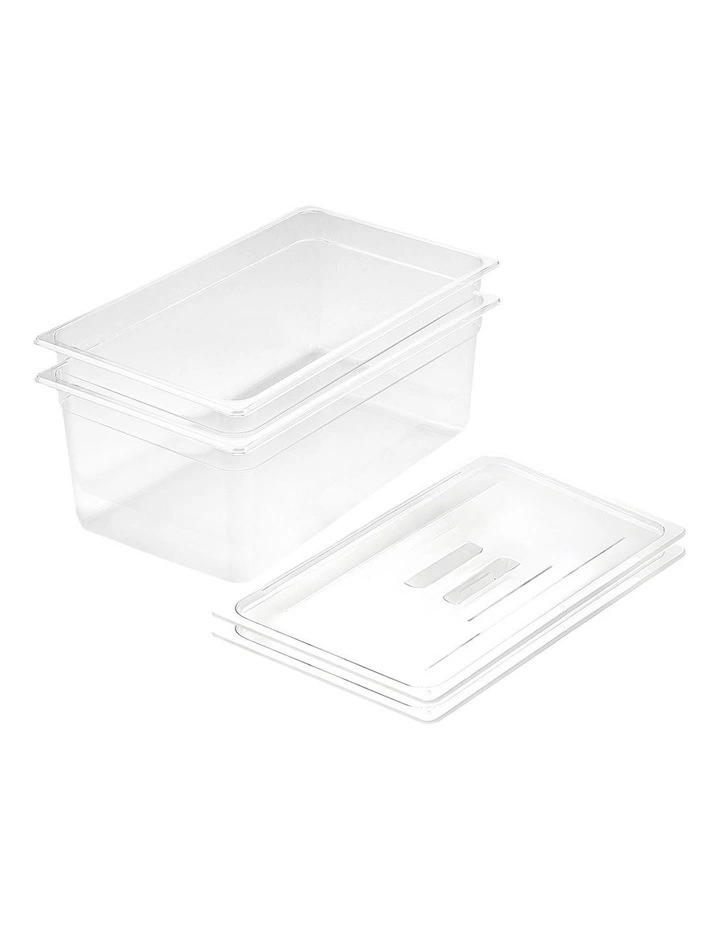 SOGA 200mm Clear Gastronorm GN Pan 1/1 Food Tray Storage Bundle of 2 with Lid image 1