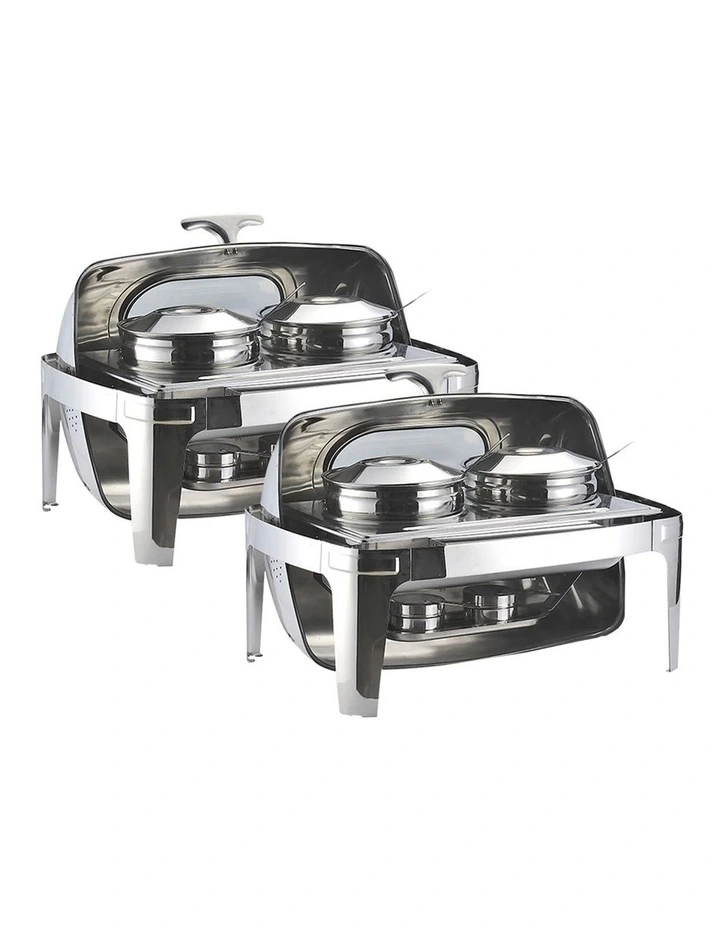 SOGA 2 Pack Double Soup Tureen Chafing Dish 6.5L Visual Lid Food Warmer image 1