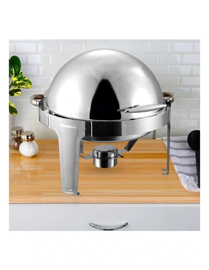 SOGA 2 Pack Chafing Dish 6L Round Stainless Steel Roll Top Food Warmer image 2