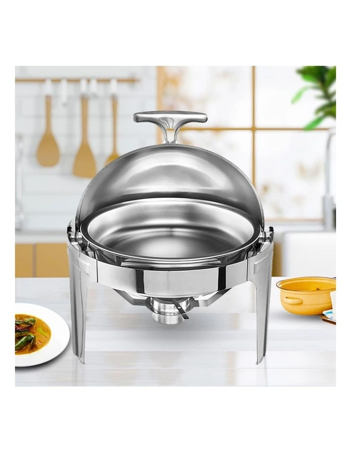 SOGA 2 Pack Chafing Dish 6L Round Stainless Steel Roll Top Food Warmer image 3