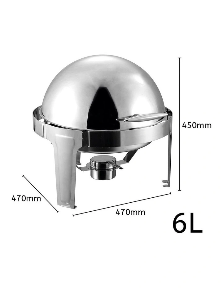 SOGA 2 Pack Chafing Dish 6L Round Stainless Steel Roll Top Food Warmer image 5