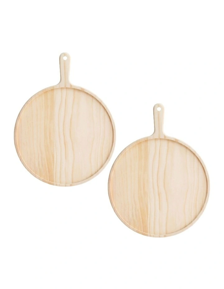 SOGA 2X 9in Round Pine Wood Serving Tray Charcuterie Board image 1