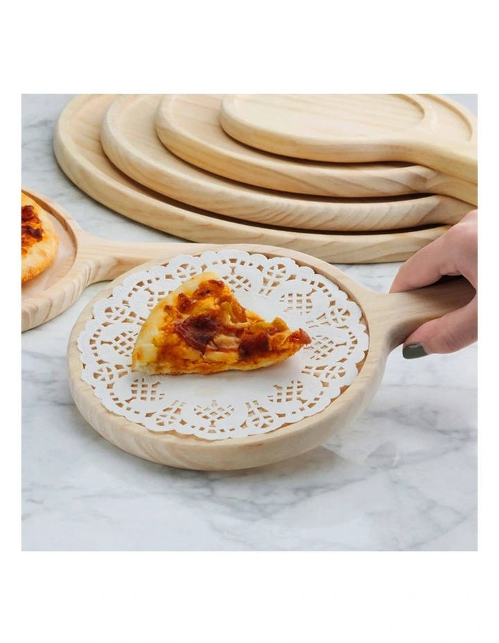 SOGA 2X 9in Round Pine Wood Serving Tray Charcuterie Board image 4