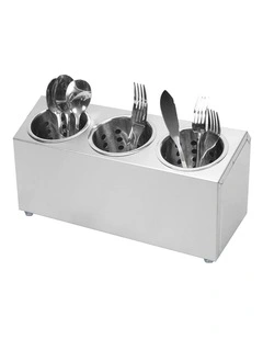SOGA Stainless Steel Commercial Cutlery Holder with 3 Holes