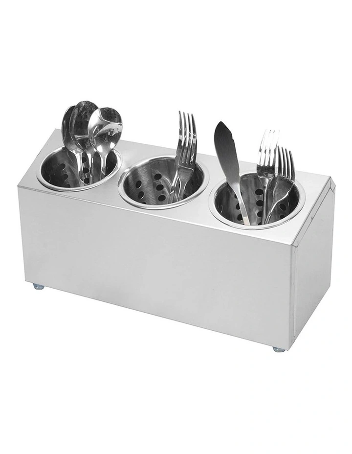 SOGA Stainless Steel Commercial Cutlery Holder with 3 Holes image 1