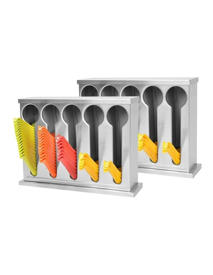 SOGA 2 Pack Stainless Steel Spoon and Utensil Holder Racks with 5 Holes image 1