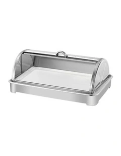 SOGA Ceramic Chafing Dish 7cm Deep White Tray with Stainless Steel Lid